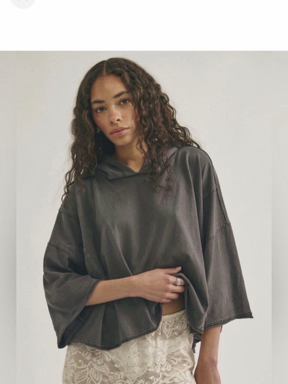 We The Free Oversized Washed Charcoal Come And Go Hoodie XS